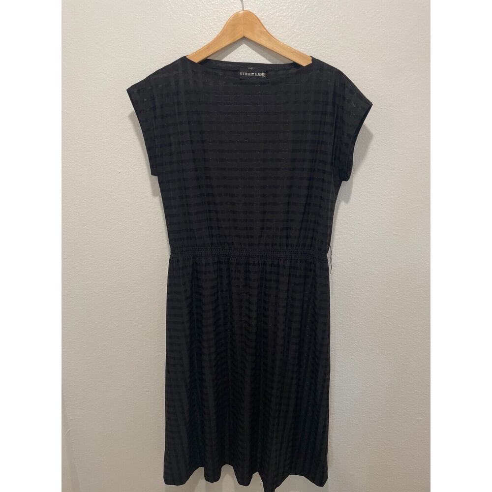 Vintage Strait Lane Womens Dress Size 10 Black Plaid Sheer Stretch Grunge READ